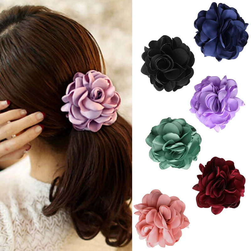 

Women Elastic Rope Hair Band Rose Flower Ponytail Holder Scrunchie Accessories floral elastic hair bands Woman