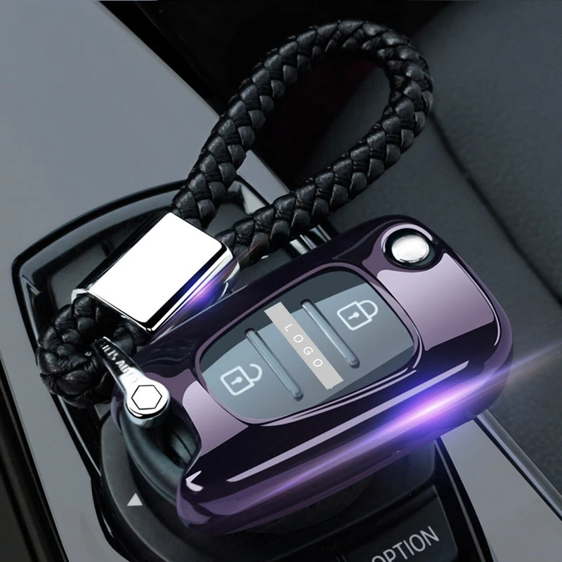 ТПУ чехол для ключей автомобиля брелок для hyundai I10 I20 I30 IX35 Solaris Kia K2 K5 Rio Sportage Аксессуары для автомобиля - Название цвета: A- purple chain