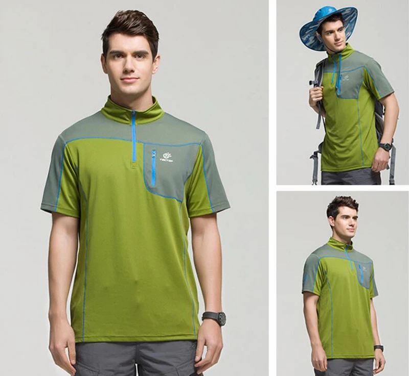 Спортивная футболка мужская быстросохнущая дышащая Лоскутная футболка со стоячим воротником летняя футболка для фитнеса с коротким рукавом топы для улицы