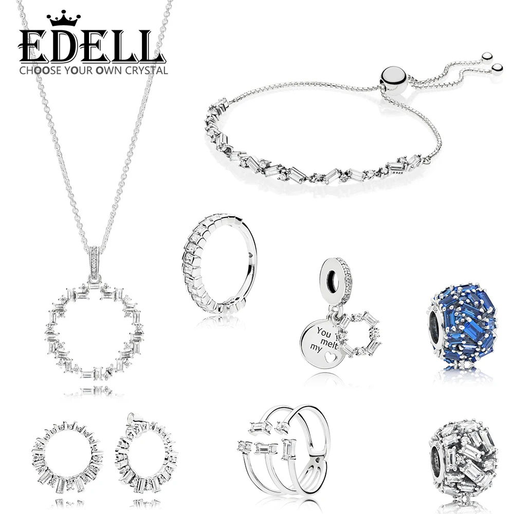 

EDELL 100% 925 Sterling Silver Shards of Sparkling Ice Carving Glacial Beauty Ring Earring Necklace Bracelet Pendant Bead Charm