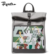 FIGESTIN 2016 Femmes À La Mode En Cuir Sacs À Dos Conception Originale Glissière Célèbre Designer Marque Preppy Style Élégant Sac À Dos