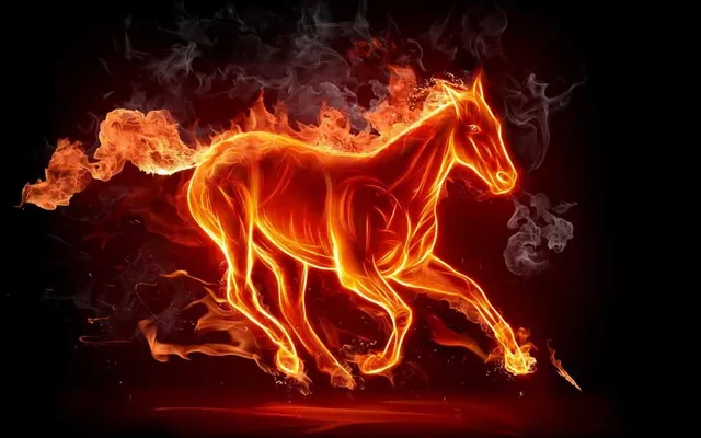 Arte moderna home decor stampe artistiche animale fuoco horse ... Stampe artistiche su tela