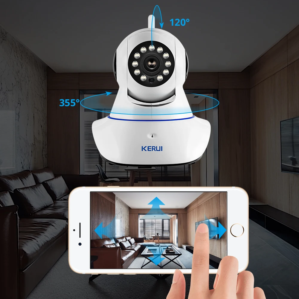 

KERUI 720P 3.6mm Wireless WiFi HD IP Camera IR Night Vision GSM Home Burglar Alarm System Security CCTV Surveillance Camera