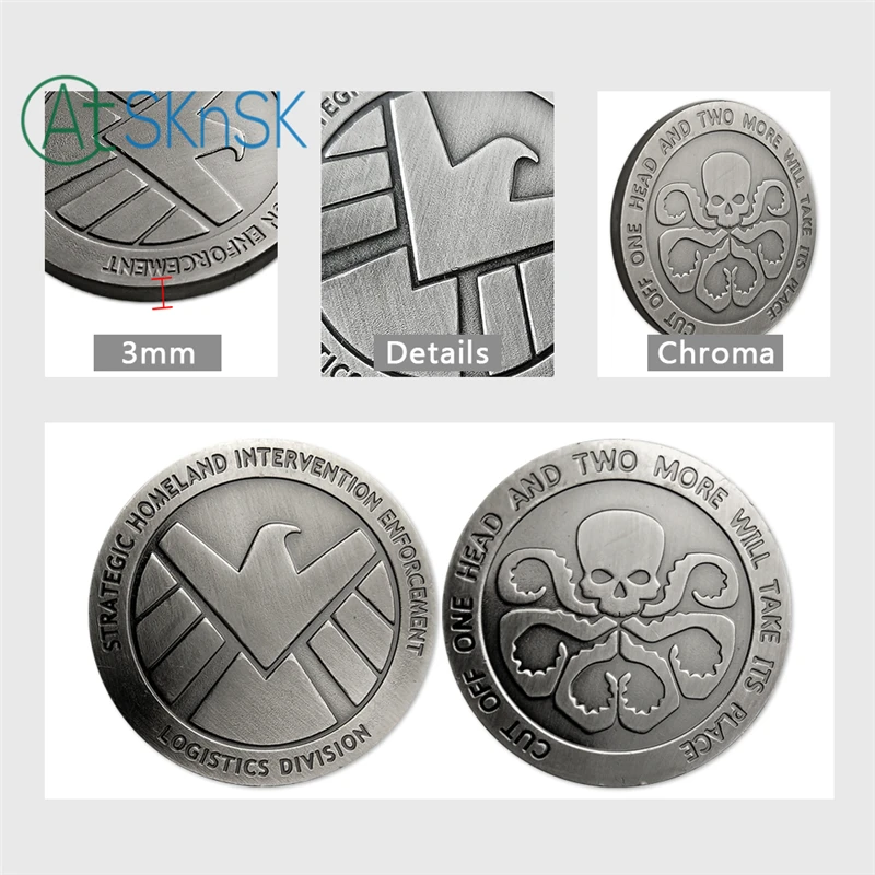 1PC's Marvel Мстители агенты щит s.h.i.e.l значок Гидра, Череп Американский Вызов античный посеребренный монета сувенир подарок