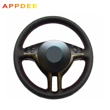 Appdee Negro de Cuero cosido A Mano Cubierta Del Volante Del Coche para BMW E39 X5 E53 E46 325i