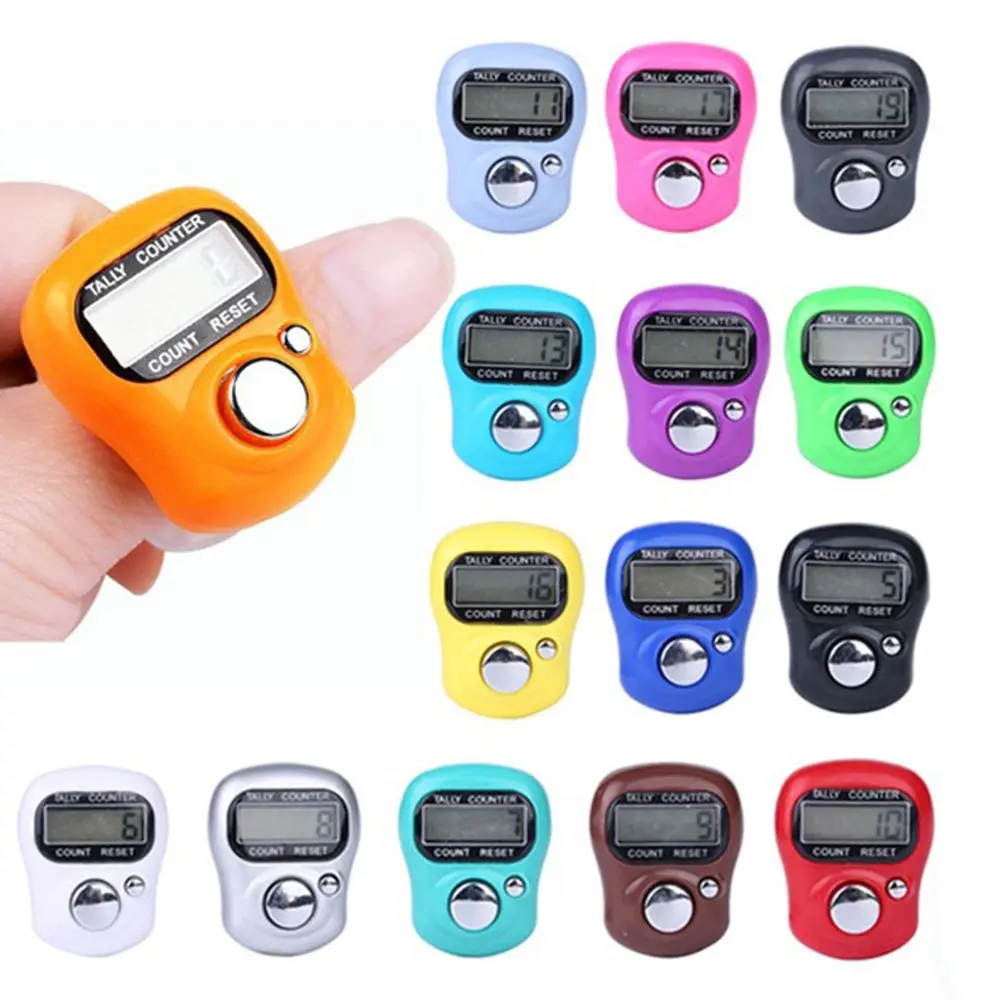

1PC Fashion Portable Mini Stitch Marker And Row Finger Hand Ring Counter LCD Electronic Digital Tally Counter Random Color