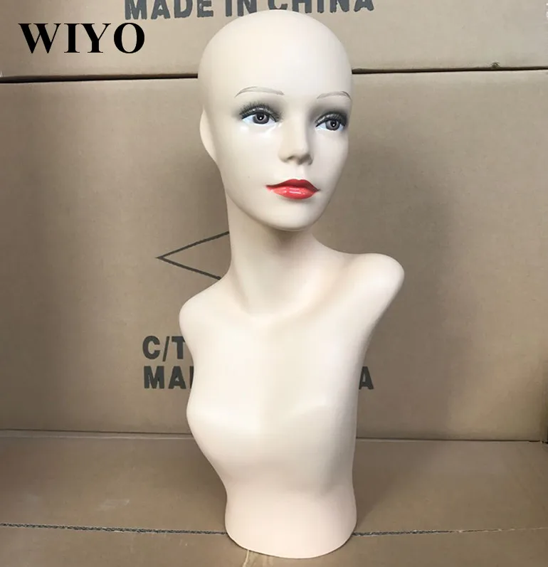 Realistic Female Mannequin Head For Wigs Hat Sunglass Display Stands