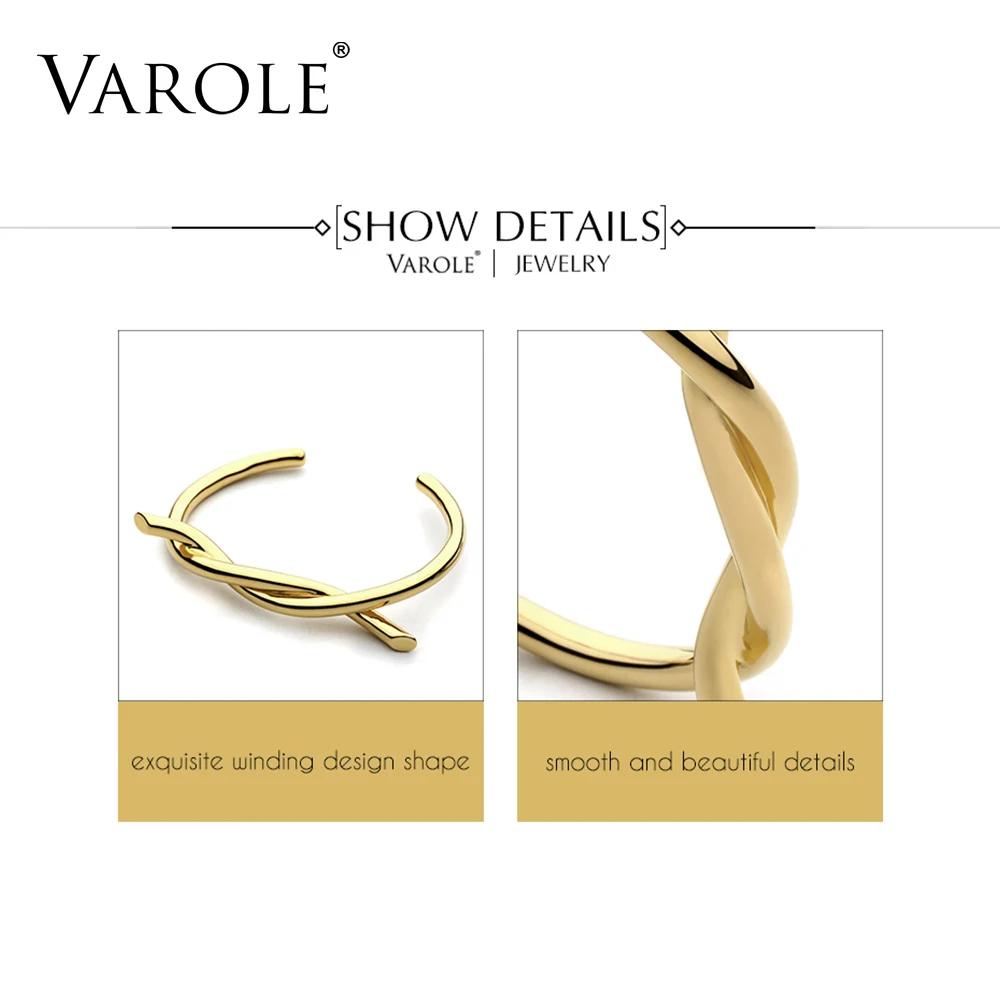 Браслет VAROLE Line Twist браслеты-манжеты браслеты для женщин Noeud нарукавная повязка золотого цвета браслет Manchette Браслеты Pulseiras