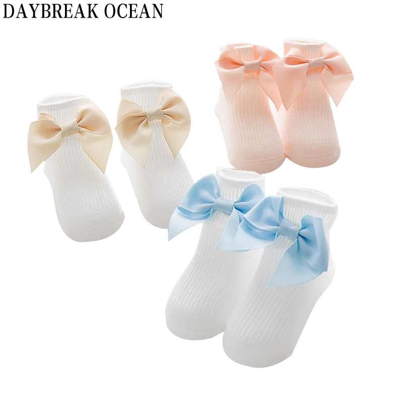 Newborns Baby Cute Big Bowknot Baby Foor Socks 0-3 Year Soft Cotton Warm Socks For Toddler Autumn Kids Infant Boys Girls Socks