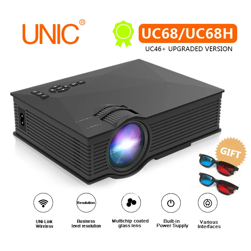 

ALSTON UC46 Upgrade UC68 UC68H WIFI Mini Projector,HD Portable HDMI USB PC 1080p Home Theater Video Game Proyector Beamer