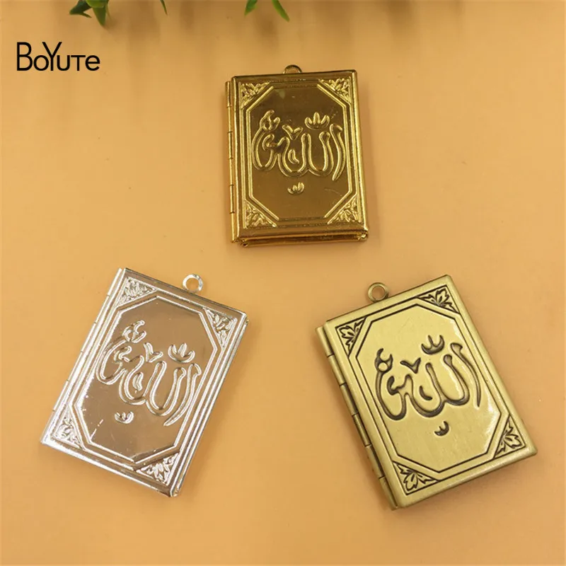 BoYuTe 5Pcs 27355MM Metal Brass Floating Book Locket Pendant Open Photo Locket Pendant Vintage (1)