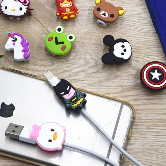 

100pcs Cartoon Cute Silicone USB Cable Protector Data Line Cord Protection Case Cable Winder Cover For iPhone iPad