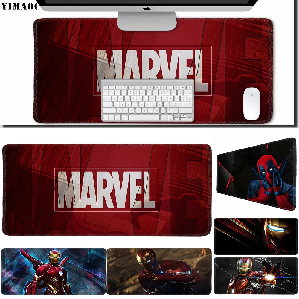 

YIMAOC 40*90 cm Large Mouse Pad Gamer Mousepad Rubber Gaming Desk Mat with Locking Edge Marvel Deadpool Iron Man