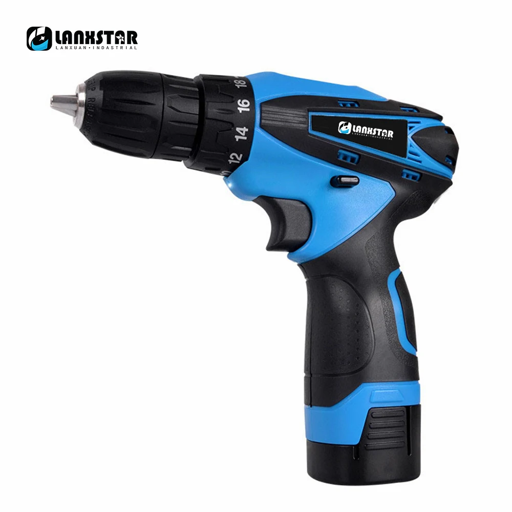 

Lanxstar 16.8v Cordless Drills DIY Drills Lithium Electric Screwdrivers Drill Bits Dual Battery Bits