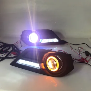 

RQXR fog lamp driving light assembly For Isuzu mu-x cob angel eye led daytime running lights turn signal