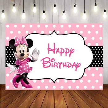 

NeoBack Cartoon Minnie Mouse Custom Photography background Studio Newborn First Birthday Party Banner Photo Backdrops