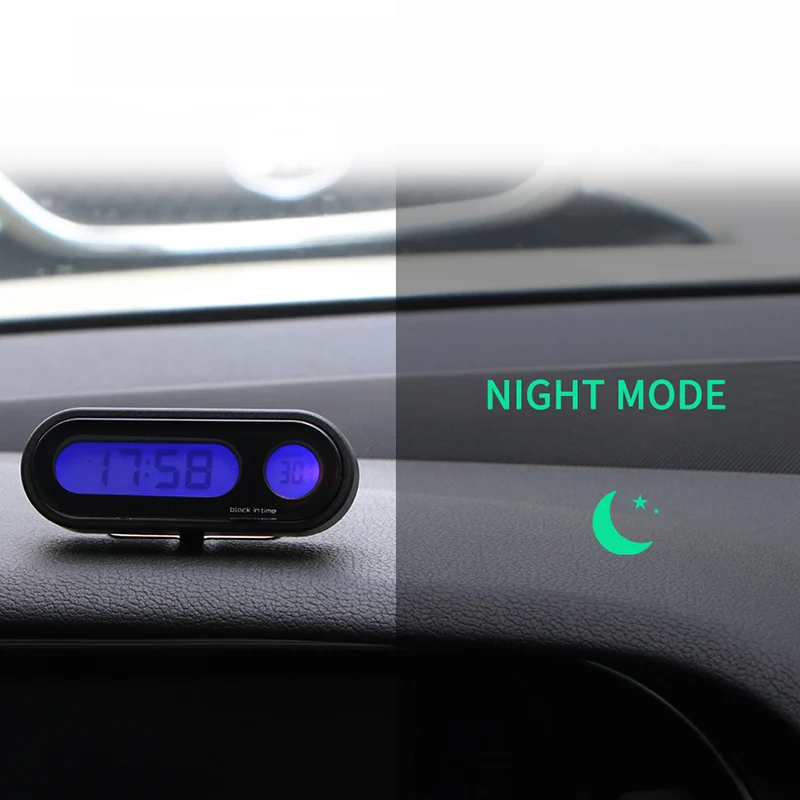 Auto Car Clock 2 in 1 Digital Car Thermometer Electronic Clock LED Backlight for Car Interior Ornament Mini Clock Car-Styling