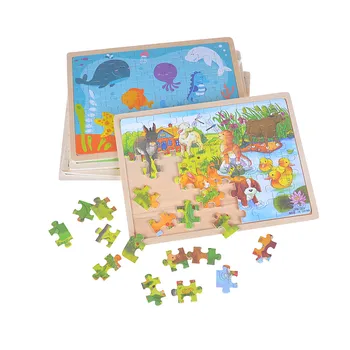 

2018 New 60pcs/set Cartoon Animal Wooden Puzzles For Children,Kids Toddler Early Educational Jigsaw Toys