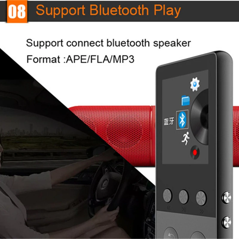 Portable Blutooth MP3 Player Mini Audio 8GB with Built-in Speaker TF Card FM Radio APE Flac Caixa Se Som Soundbar Metal Materia mp3 music player