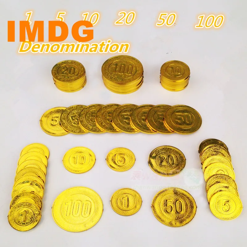 50 шт./компл. игра золотая монета номинал Пластик чипов на 25*2,5 мм