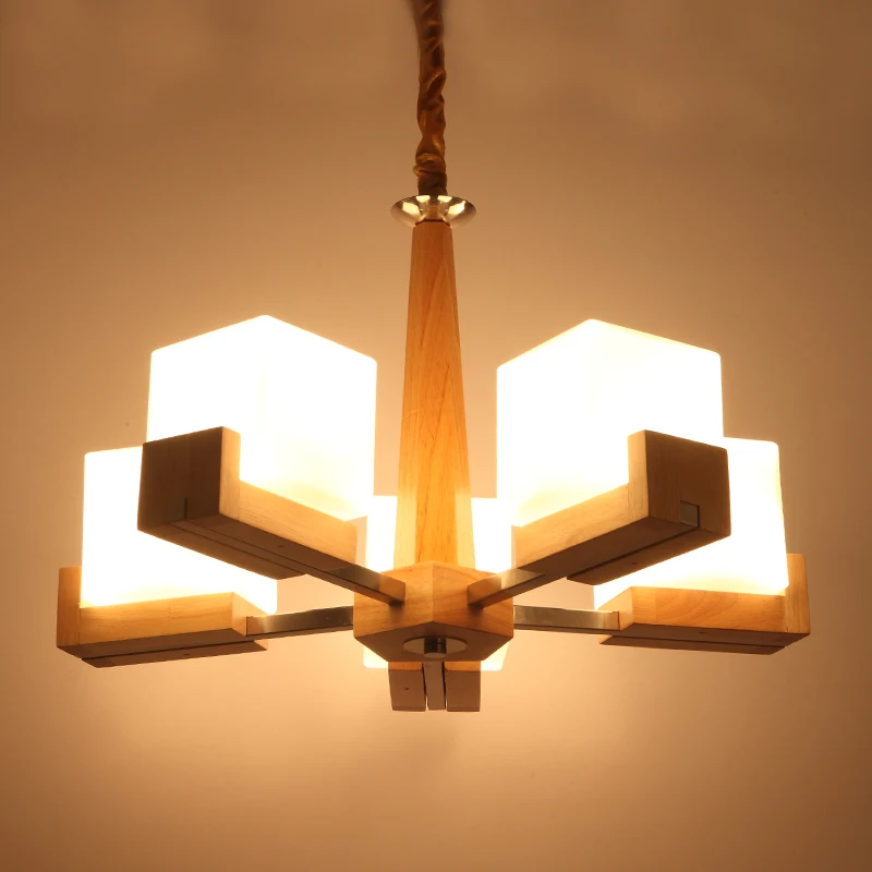 

NEW led restaurant glass lamp lighting Solid Wooden Chinese Simplified pastoral solid wood living room bedroom fashion Nordic