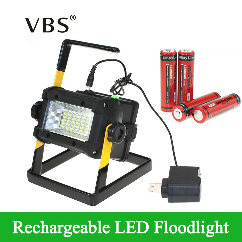 Brightness Waterproof IP65 36LEDS LED Floodlight Portable SpotLights Rechargeable Lamp Include Charger  and  4*18650 Battery