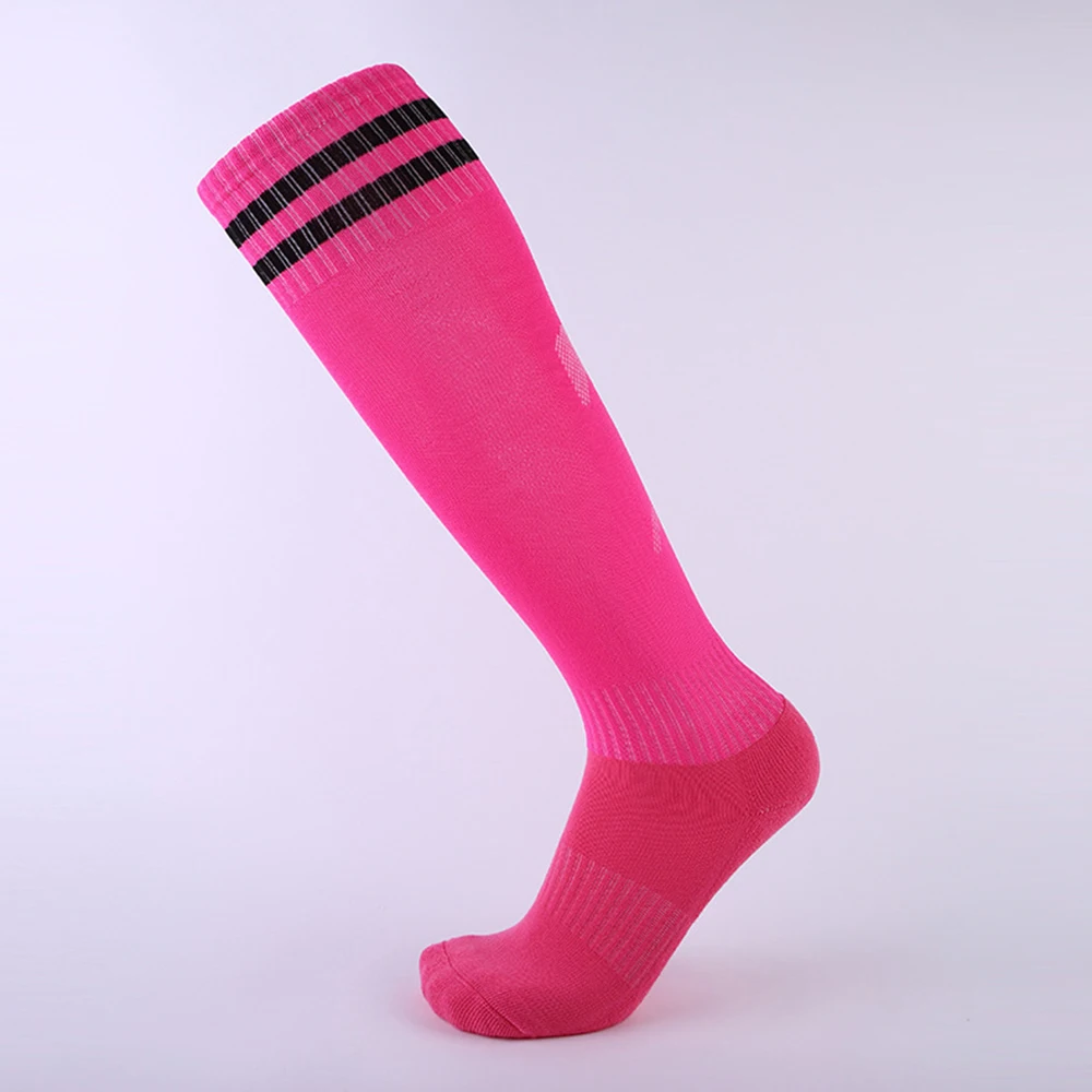 Брендовые футбольные носки для велосипеда, футбола, кемпинга, бега, велоспорта, длинные спортивные носки, профессиональные мужские футбольные гетры выше колена для взрослых - Цвет: rose red mix black