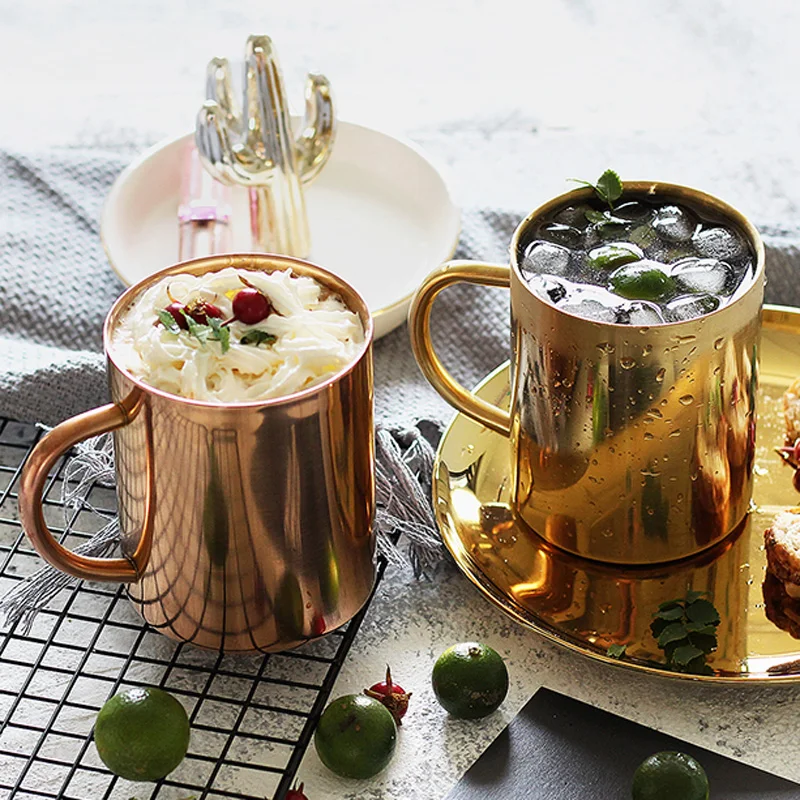 

Double Wall Stainless Steel Mug Large Beer Tumbler Fashion Gold Milk Coffee Tea Mug Cafe Cool Metal Coffee Cup Drinkware 450ML