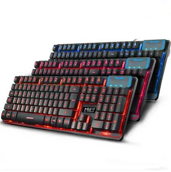 

MAORONG TRADING mechanically suspended tri-color backlit keyboard V300 wired LOL gaming keyboard for desktop laptop computer