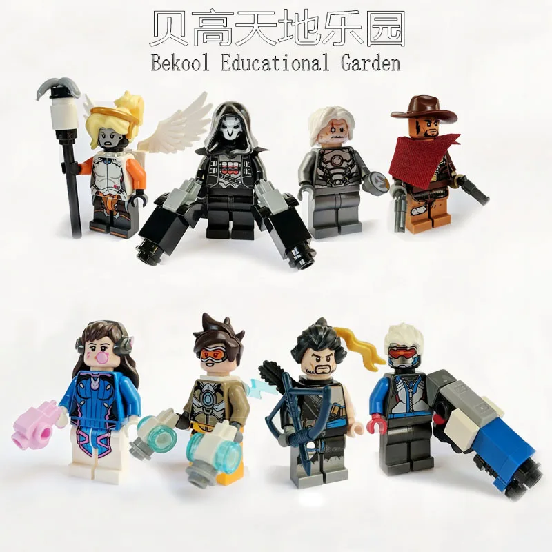 

Overwatche Reaper D.Va Jesse Mccree Soldier Shimada Hanzo COMPATIBLE LEGOES Mini figures building Blocks baby Toys 8Pcs/lot New