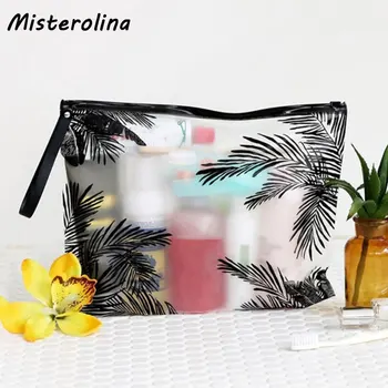 Travel Cosmetic Bags PVC Waterproof Transparent Women Portable Make Up Bag Toiletry Organizer Storage Makeup Bag Wash Pouch aosbos portable mesh makeup bag waterproof transparent breathable cosmetic bags tote pouch black travel organizer storage bag
