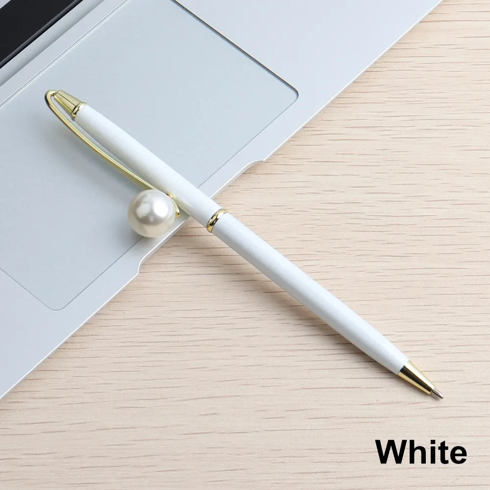1 шт GENKKY Kawaii цветные перламутровые металлические шариковые ручки Шариковая ручка подарок шариковые ручки школьные принадлежности Boligrafos вращающиеся ручки - Цвет: White