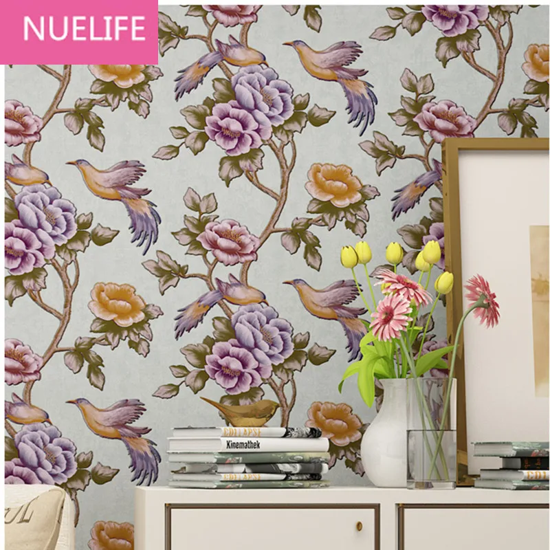 

0.53x10 Meter American nostalgic 3D flower pattern nonwoven fabric wallpaper living room dining room bedroom wallpaper N12