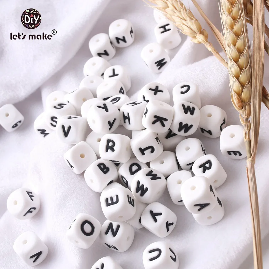 100 шт. Силиконовые Прорезыватели для зубов 26 букв|silicone chew beads|chew beadssilicone chews |