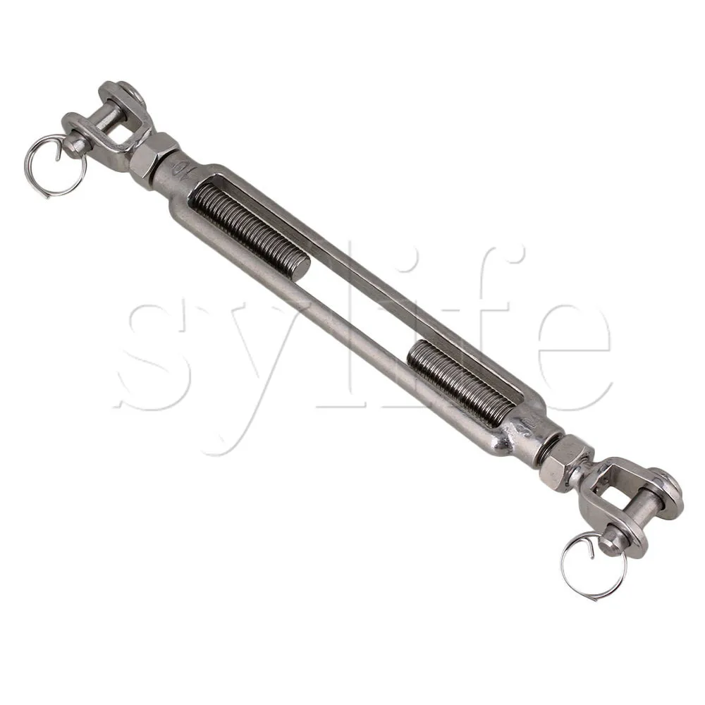 3/8" M10 Stainless Steel Turnbuckle (Jaw & Jaw) - 2 Pack, 1200 Lbs Load, For Cable & Rope