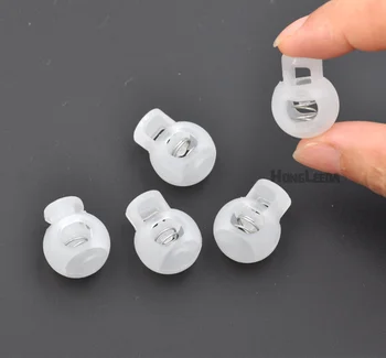 

200pcs Plastic stopper cord lock 6mm hole transparent round ball cord lock end toggles spring clip stoppers HLD/K-003