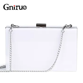 2020 New Fashion White Acrylic Women Wallet Clutch Purses Box Woman Messenger Bags Wedding Party Evening Chain Clutches Handbag natassie 2018 new arrival women clutch bag top quality suede clutches purses ladies fashion tassel evening bags