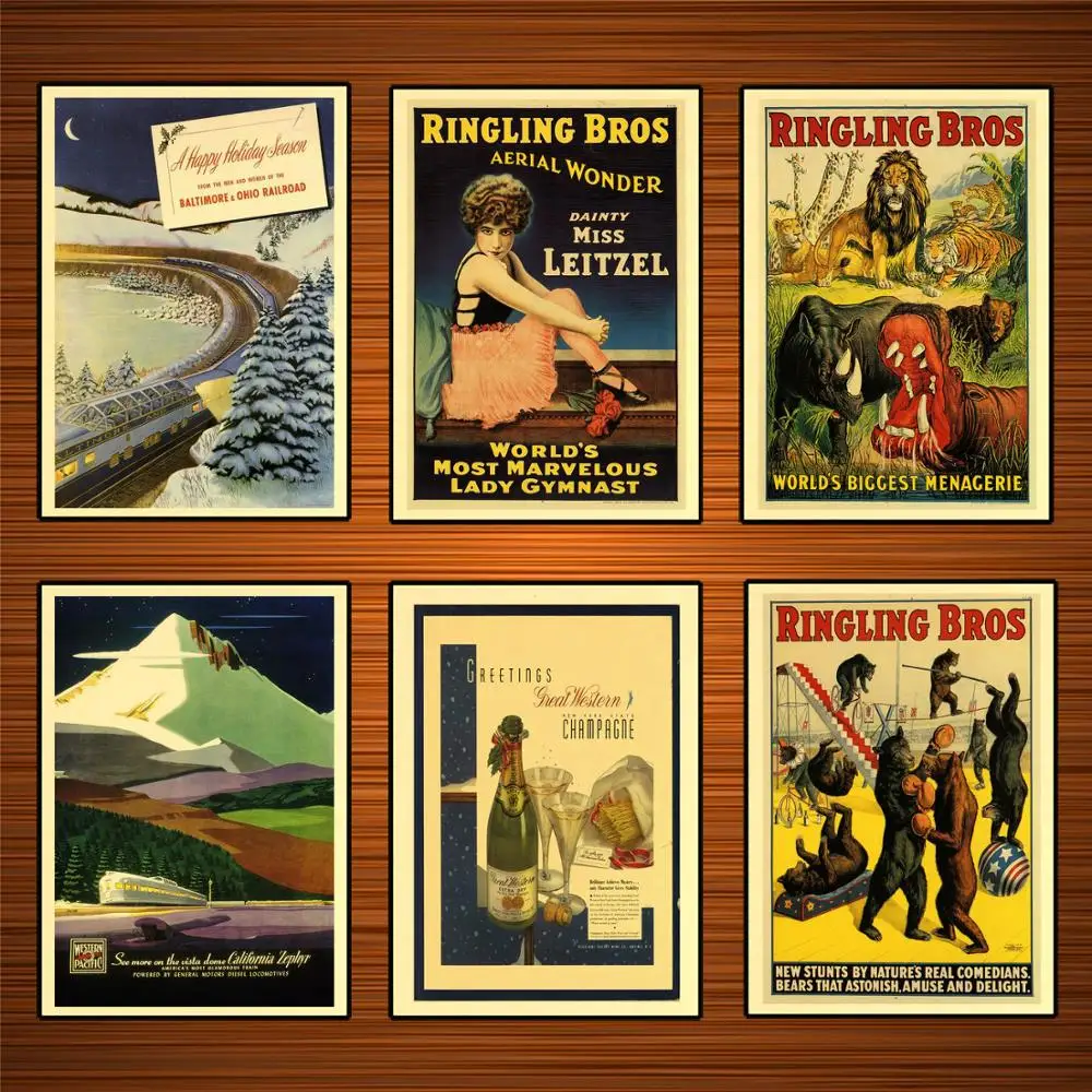 

Vintage Advertising Poster Boxing Bears Circus Classic Canvas Paintings Vintage Wall Posters Stickers Home Decor Gift