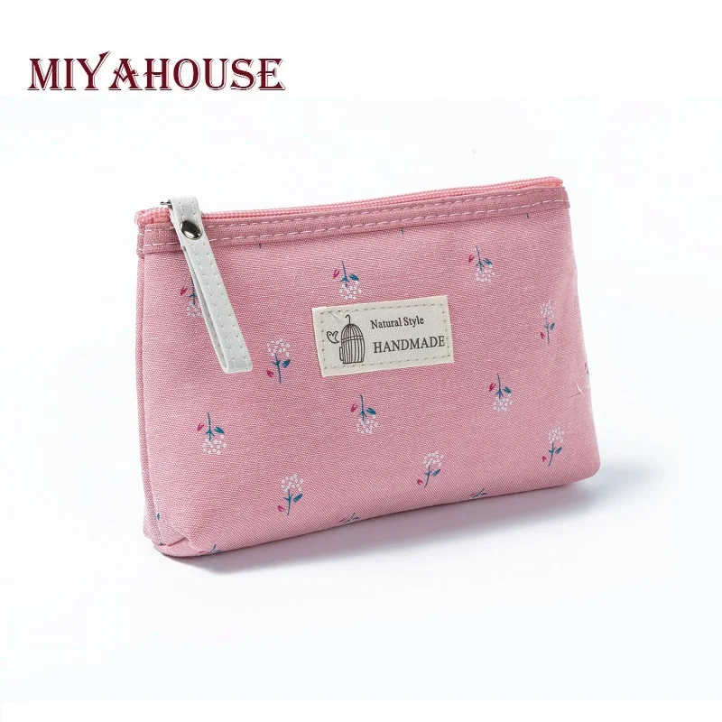 Miyahouse جديد وصول قماش الأزهار حقيبة مستحضرات تجميل مطبوعة النساء صغيرة سستة حقائب مكياج سيدة سفر الفتيات حقيبة مستحضرات تجميل