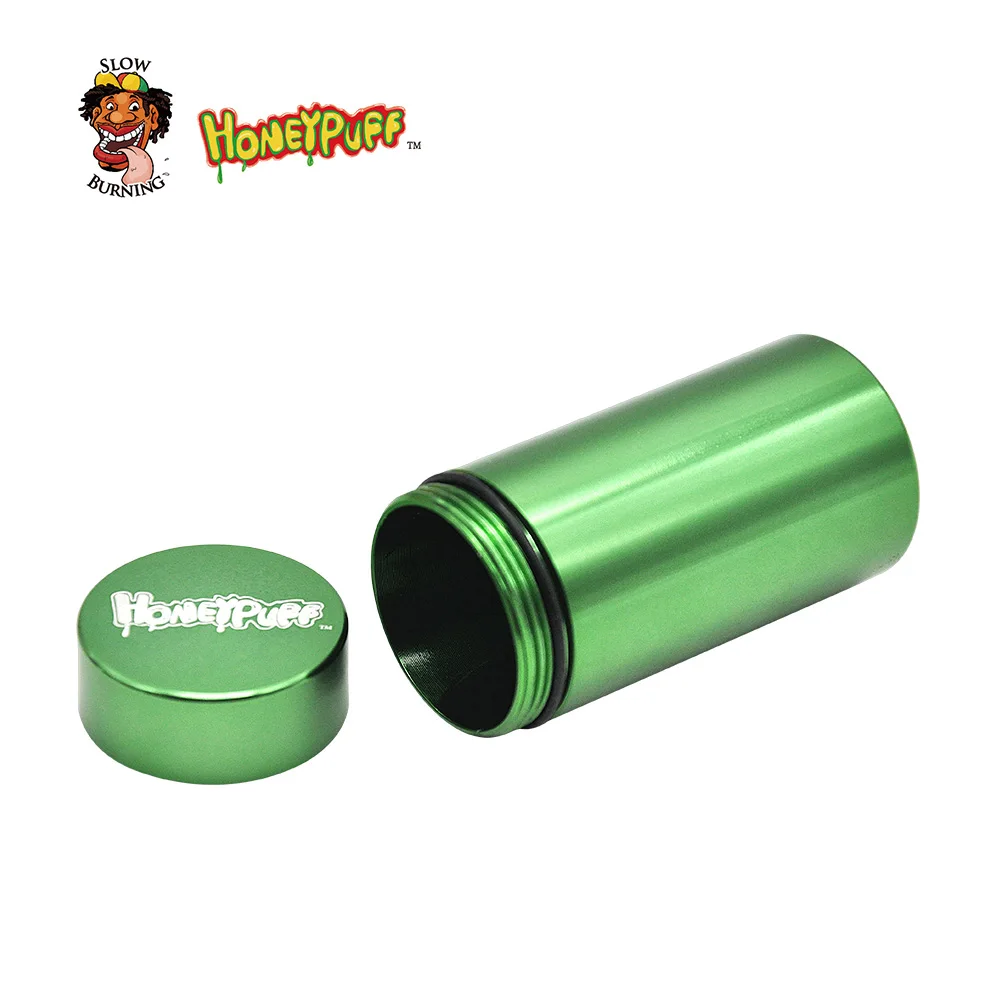 HONEYPUFF герметичный, устойчивый к запаху, алюминиевый контейнер для трав, керамическая курительная трубка, измельчитель трав, переносная коробка для таблеток - Цвет: Green-HoneyPuff
