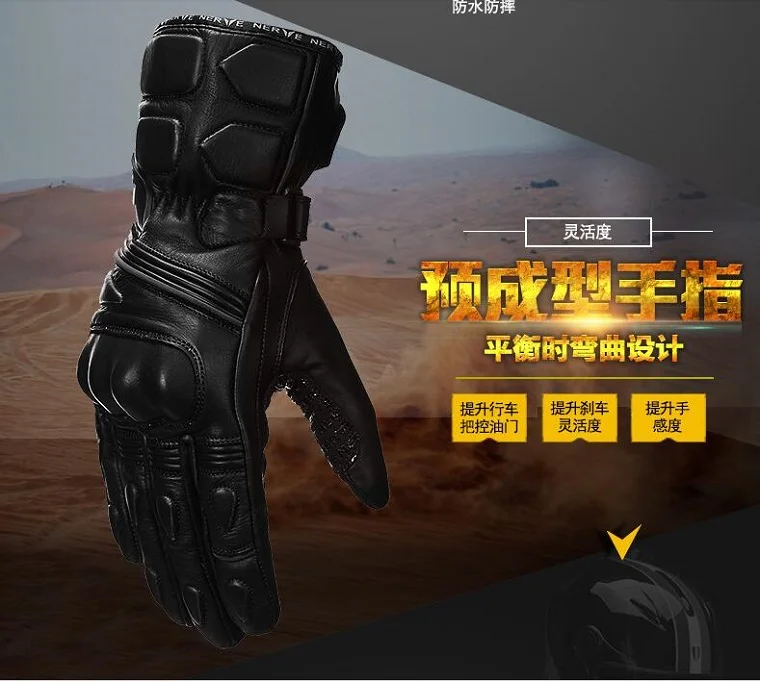 Nervo à Prova Luvas da Motocicleta de Viagem Luva à Prova Novo Inverno Quente Dwaterproof Água Couro Cavaleiro Equitação Moto Corrida Vento 2019 6 dwaterproof água luvas da motocicleta de viagem