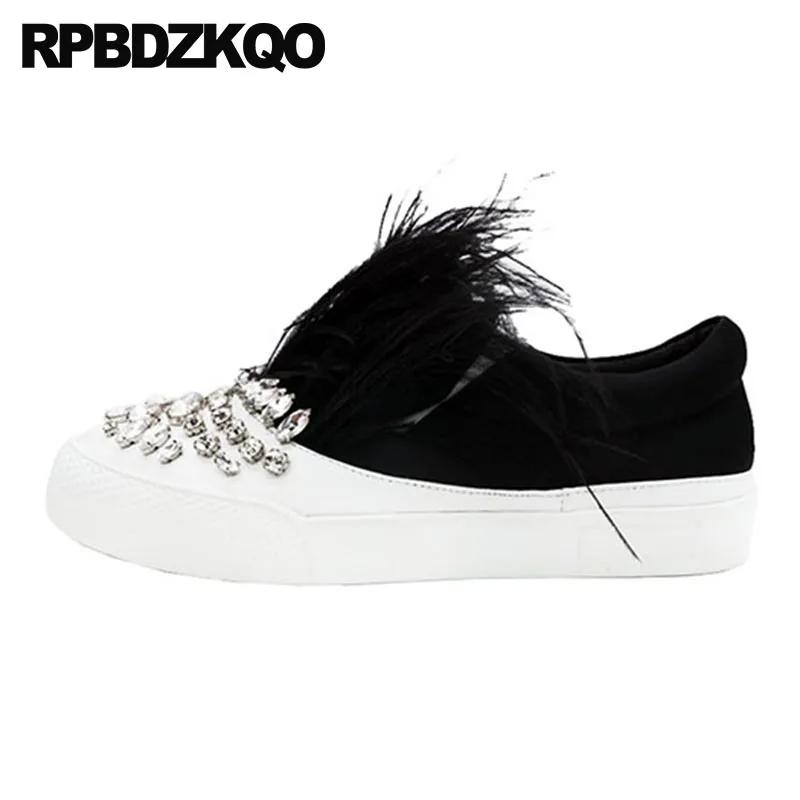 Crystal Trainers Designer Shoes China Fur Women Black Rhinestone