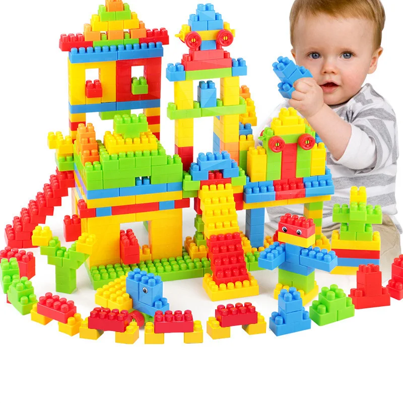 SLPF New Children Large Particles Building Blocks Toys Plastic Spell Insert Building Brick Baby Education Assembling 1