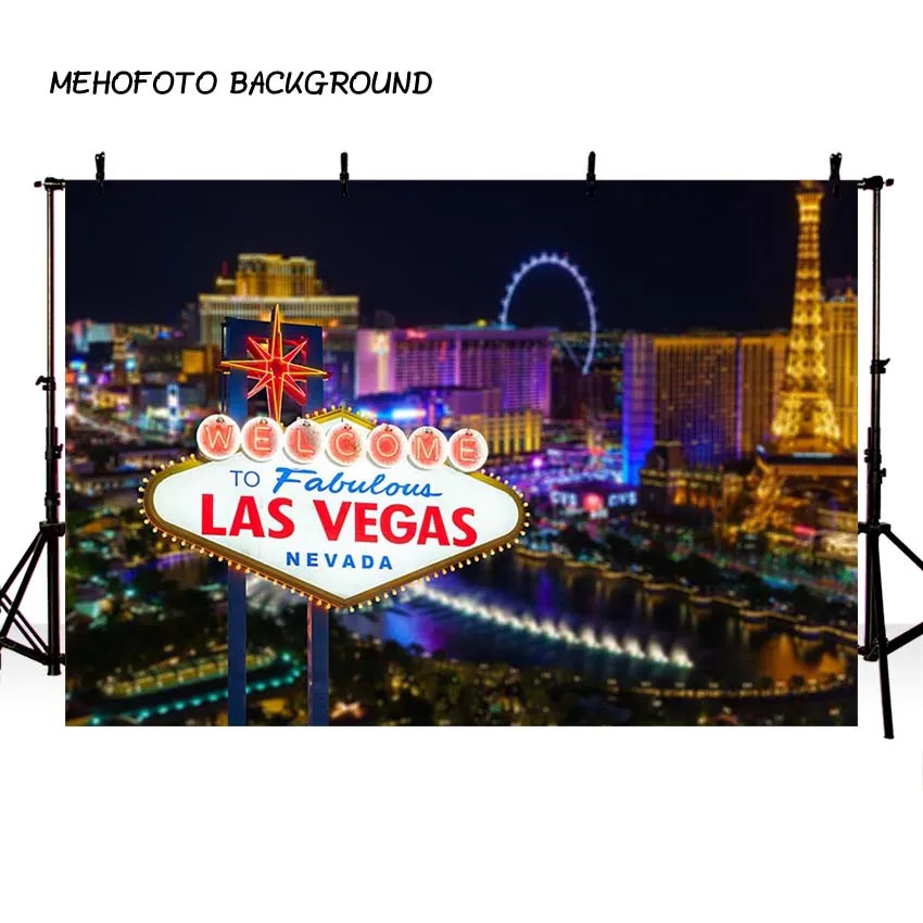 

MEHOFOTO City Street Backdrop for Photography Las Vegas Night Sign Party Background for Photo Booth Printing Backdrop