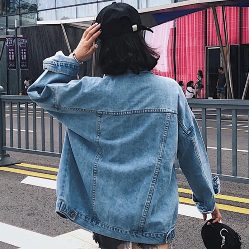 buy  Oversized Female Jacket Casual Loose Women's Denim Jacket Autumn Fashion Vintage Jeans Jacket Women