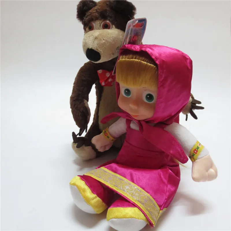 Поющие медведи на русском языке, игрушка для девочки, говорящая на русском языке, Обучающие куклы, игрушки, фигурки, подарок для детей - Цвет: 27cm bear with masha