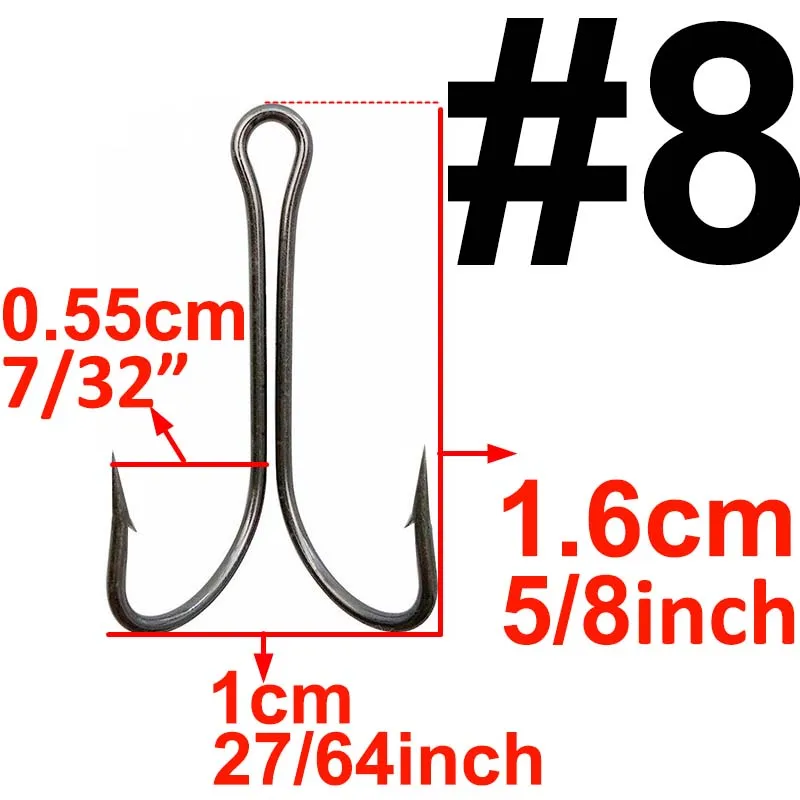 20 штук, двойной рыболовный крючок, для завязывания мушек, двойной крючок для джига, баса, рыболовный крючок, Размер 1, 2, 4, 6, 8, 1/0, 2/0, 3/0, 4/0, 5/0