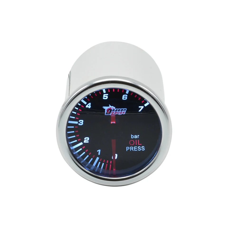 Universal de Fumo Medidor de Pressão de Óleo Luz de Fundo Branca com 7 Apontador Modificado Barras Sensor Frete Grátis 52mm 6 High Quality Automóveis e motos