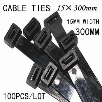 

100pcs/lot 15*300mm Black/White Plastic Nylon Wire Tie Bring Label Clasp Bring Fixed Wraps Network Cable Cord Wire