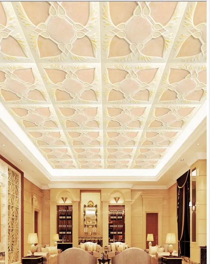 Relief Ceiling Frescoes Custom 3d Mural Wallpaper Tv